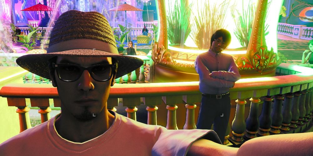 Like a Dragon Gaiden, Akame Stroll N Patrol Requests, Kiryu dressing up in a straw hat