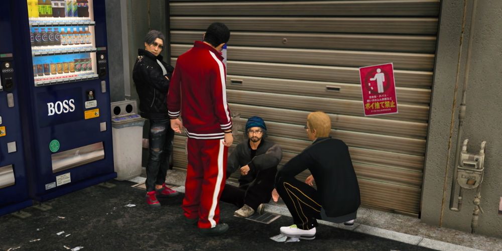 Like a Dragon Gaiden, Akame Stroll N Patrol Requests, Some thugs harassing a homeless man