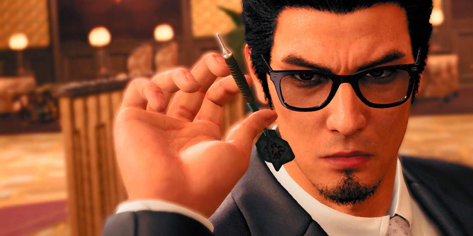 Like A Dragon Gaiden Kiyru preparing to throw a dart