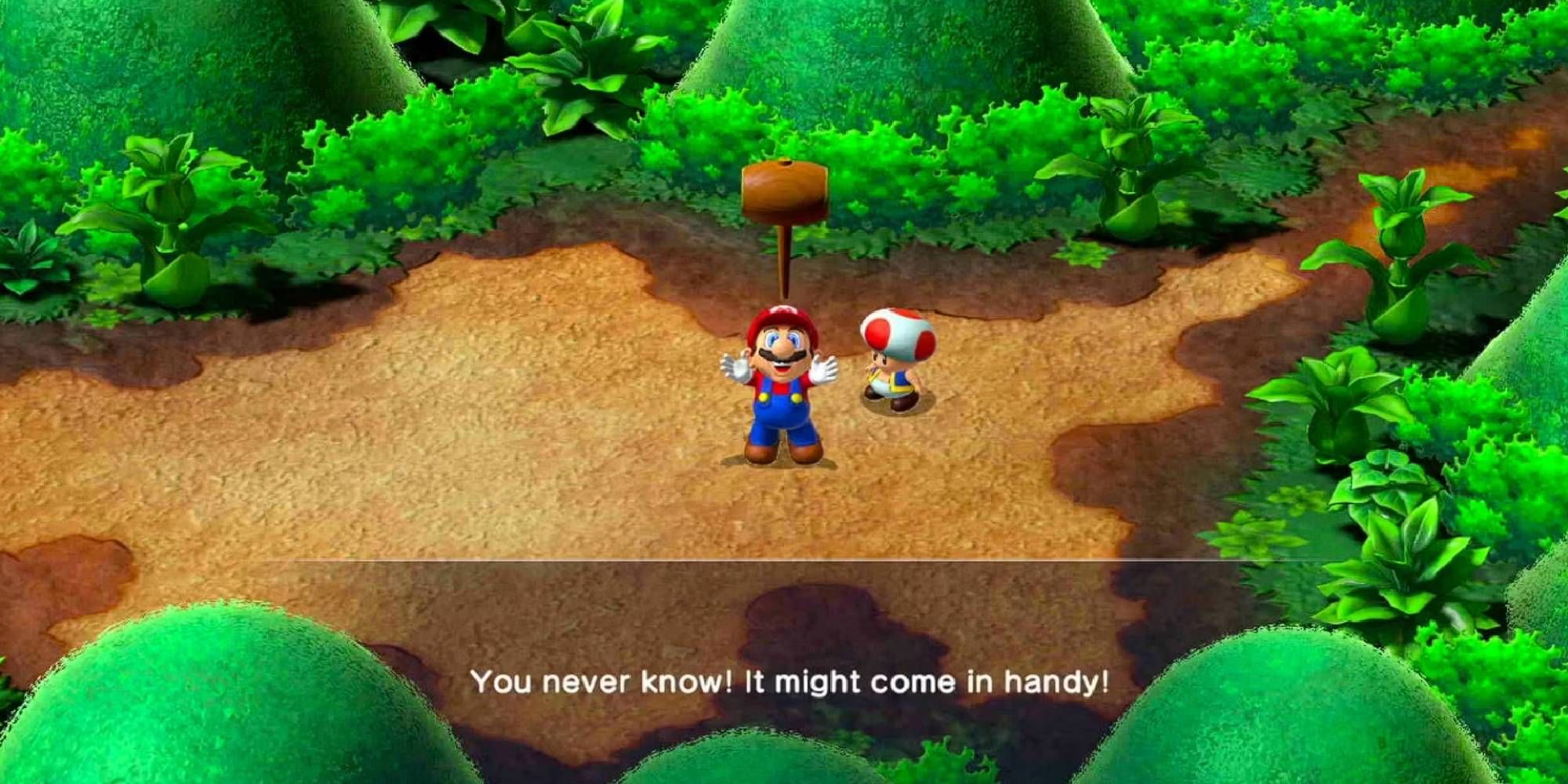 mario getting his first hammer with toad super mario rpg 2023