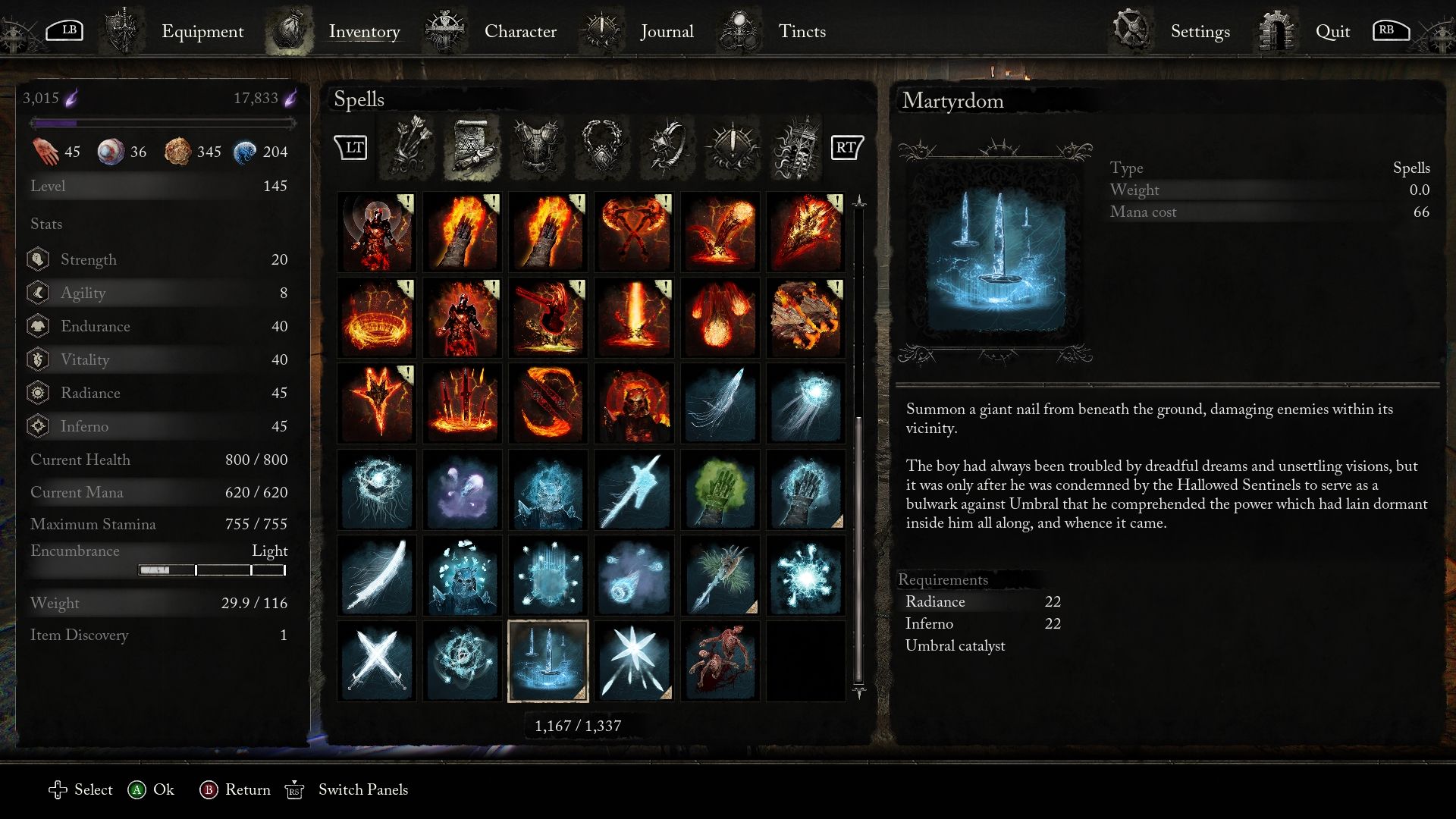 Martyrdom spell description Lords of the Fallen