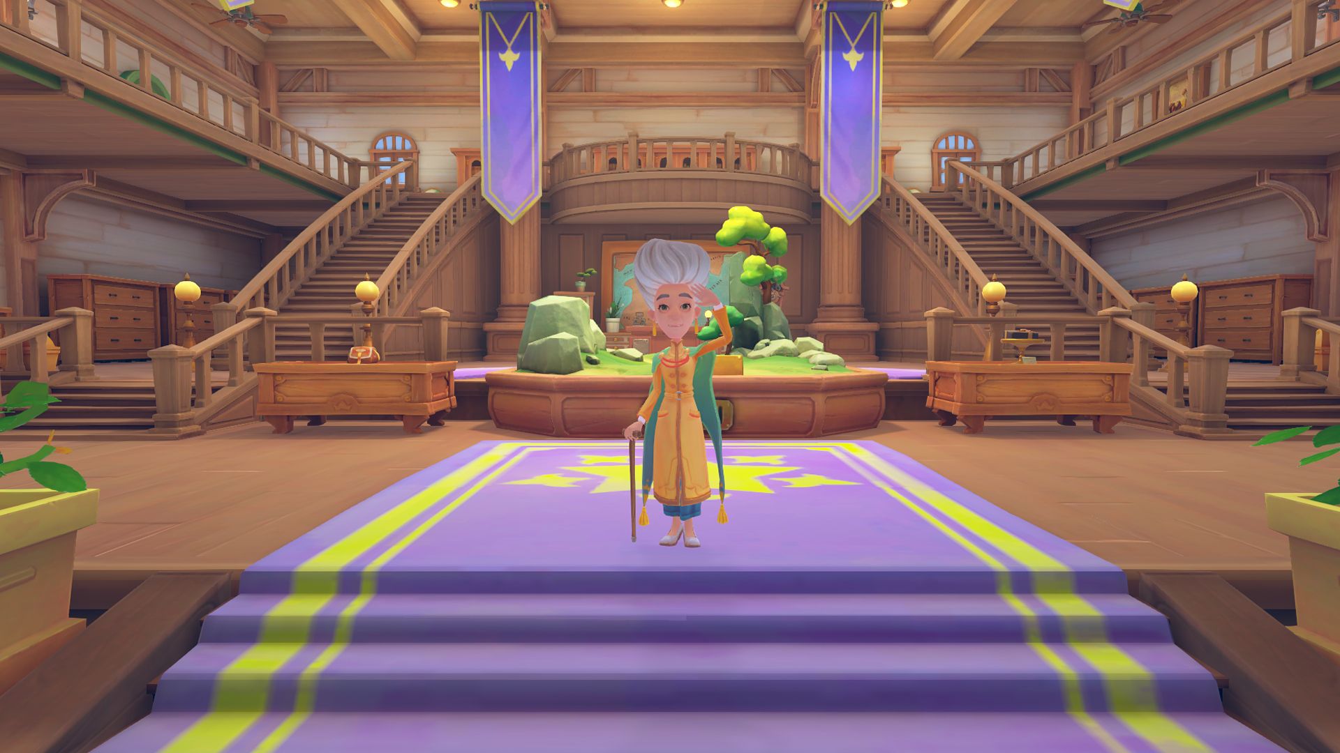 Matilda welcomes the new builder in city hall in My Time In Sandrock