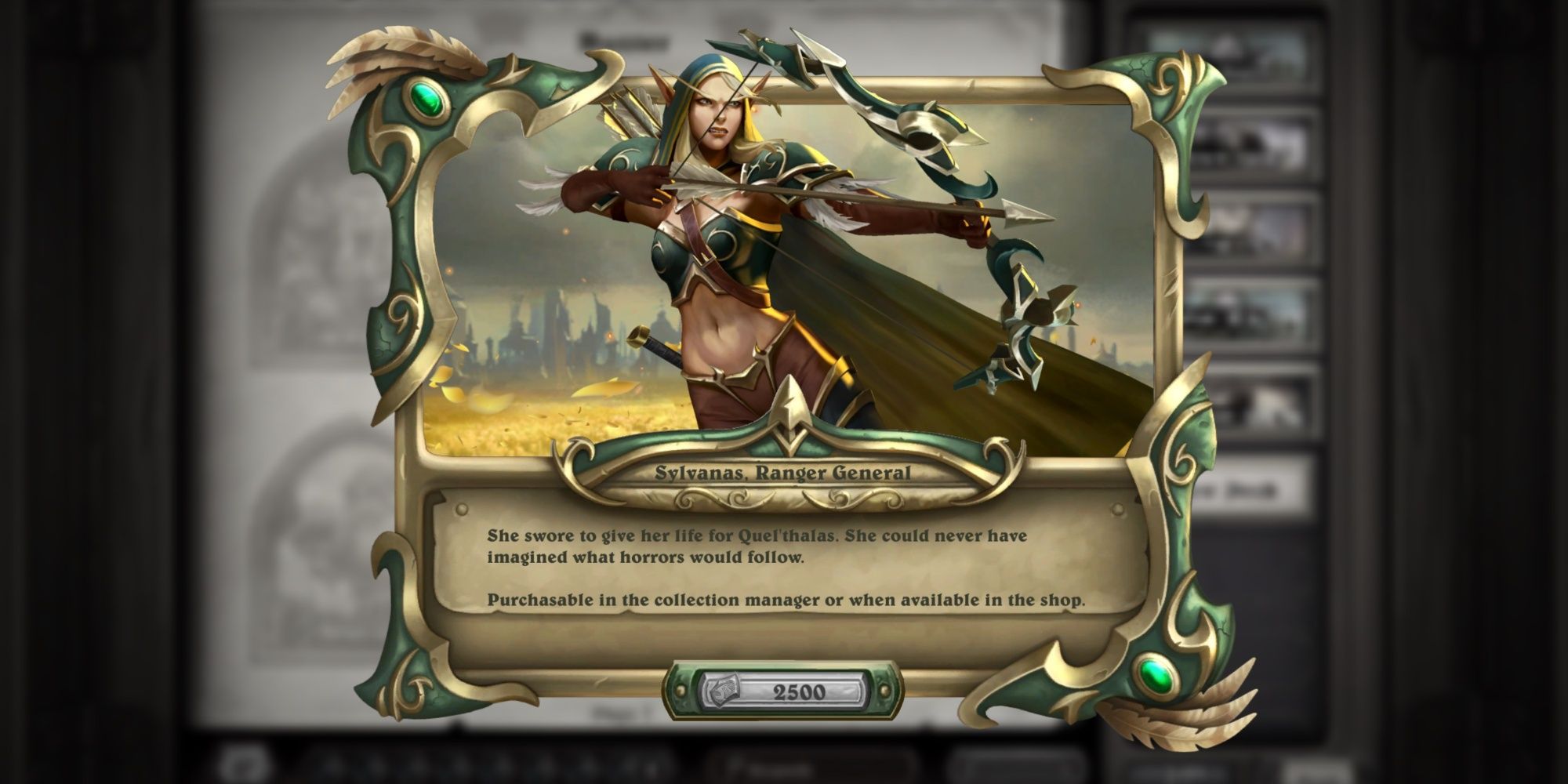 Sylvanas, Ranger General Legendary Skin Hearthstone