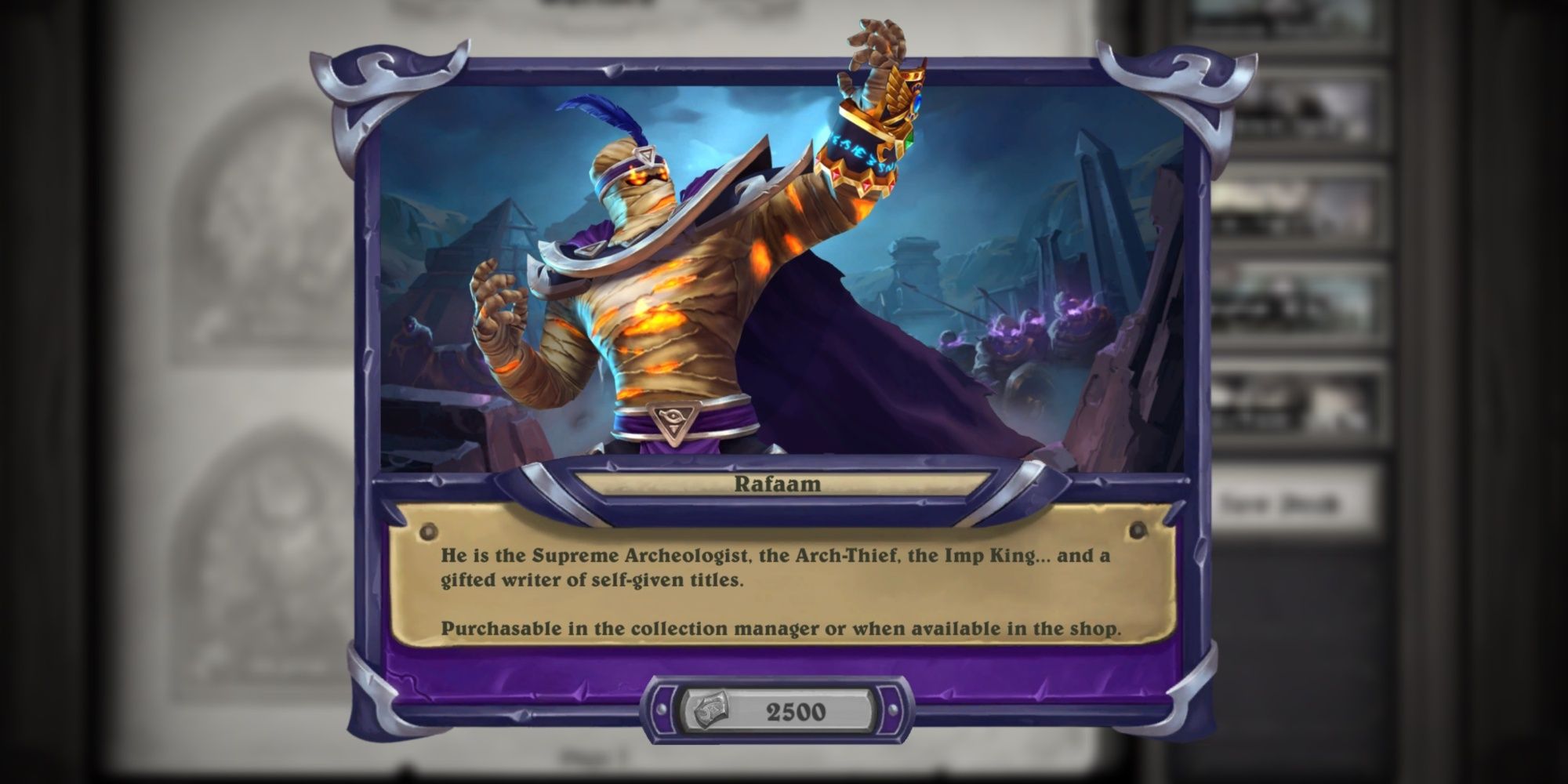 Rafaam Warlock Legendary Skin Hearthstone