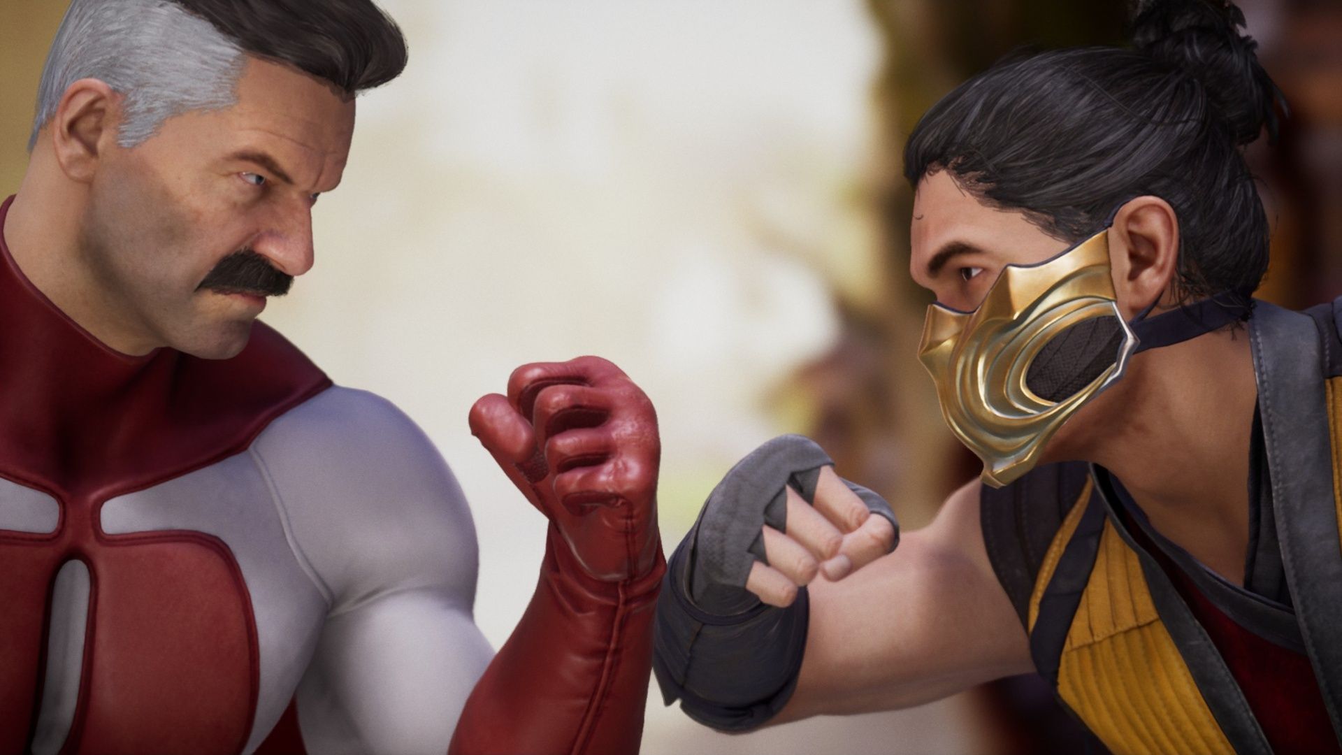 Omni-Man and Scorpion clashing against each other before they fight in Mortal Kombat 1.