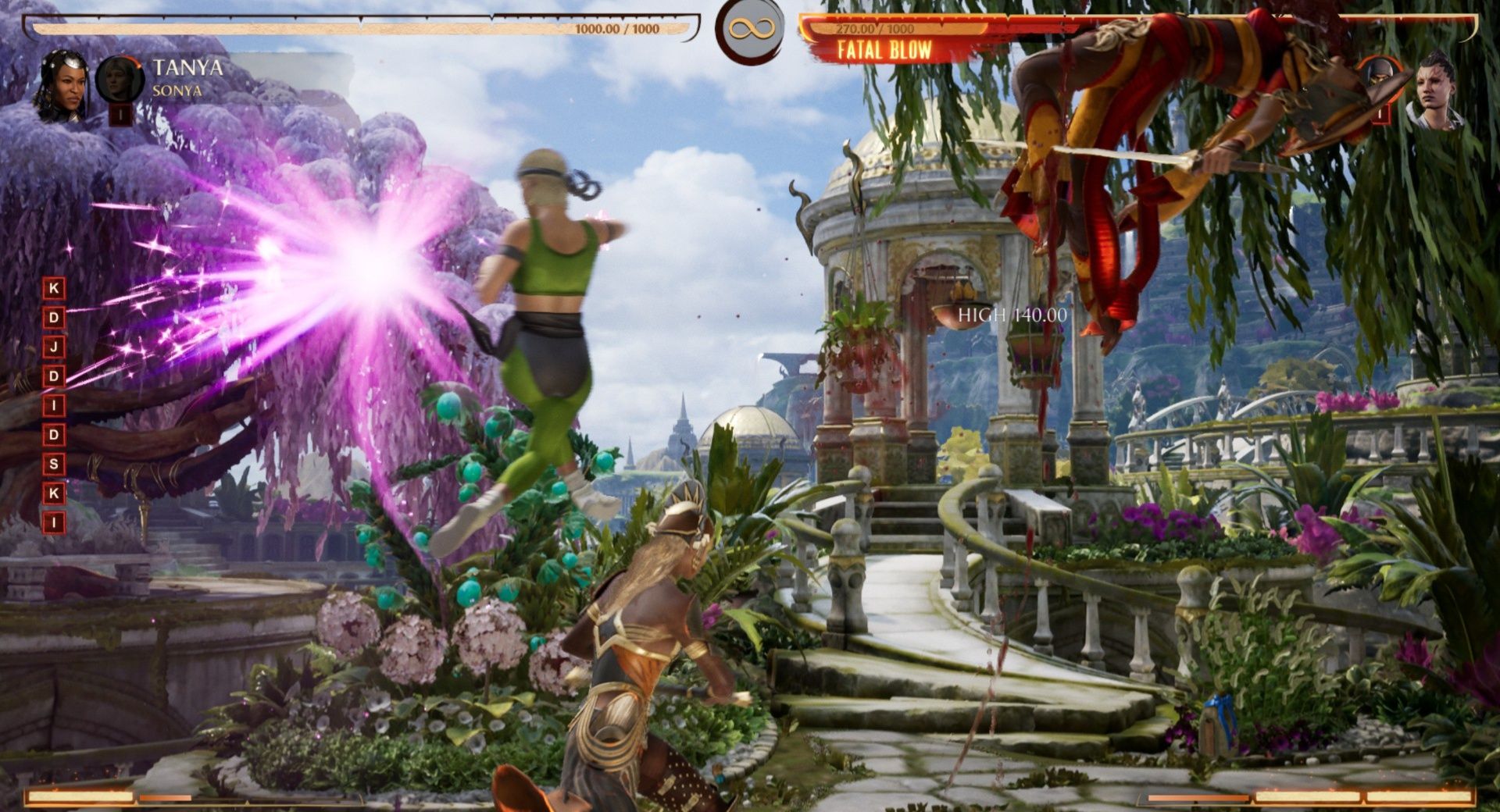 Sonya using her Neutral Kameo to juggle Ashrah in Mortal Kombat 1.
