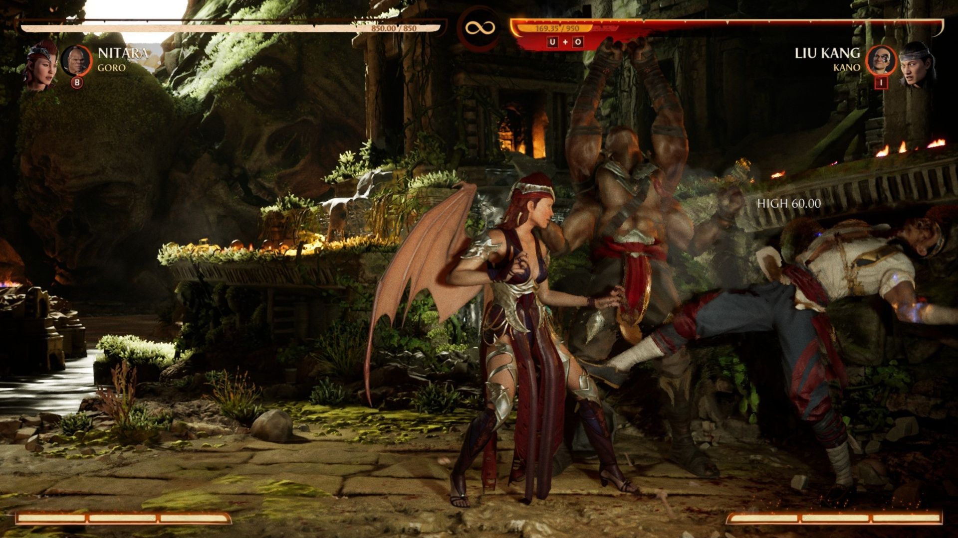 Goro hopping in to use his Raise The Roof Kameo against Liu Kang in Mortal Kombat 1.