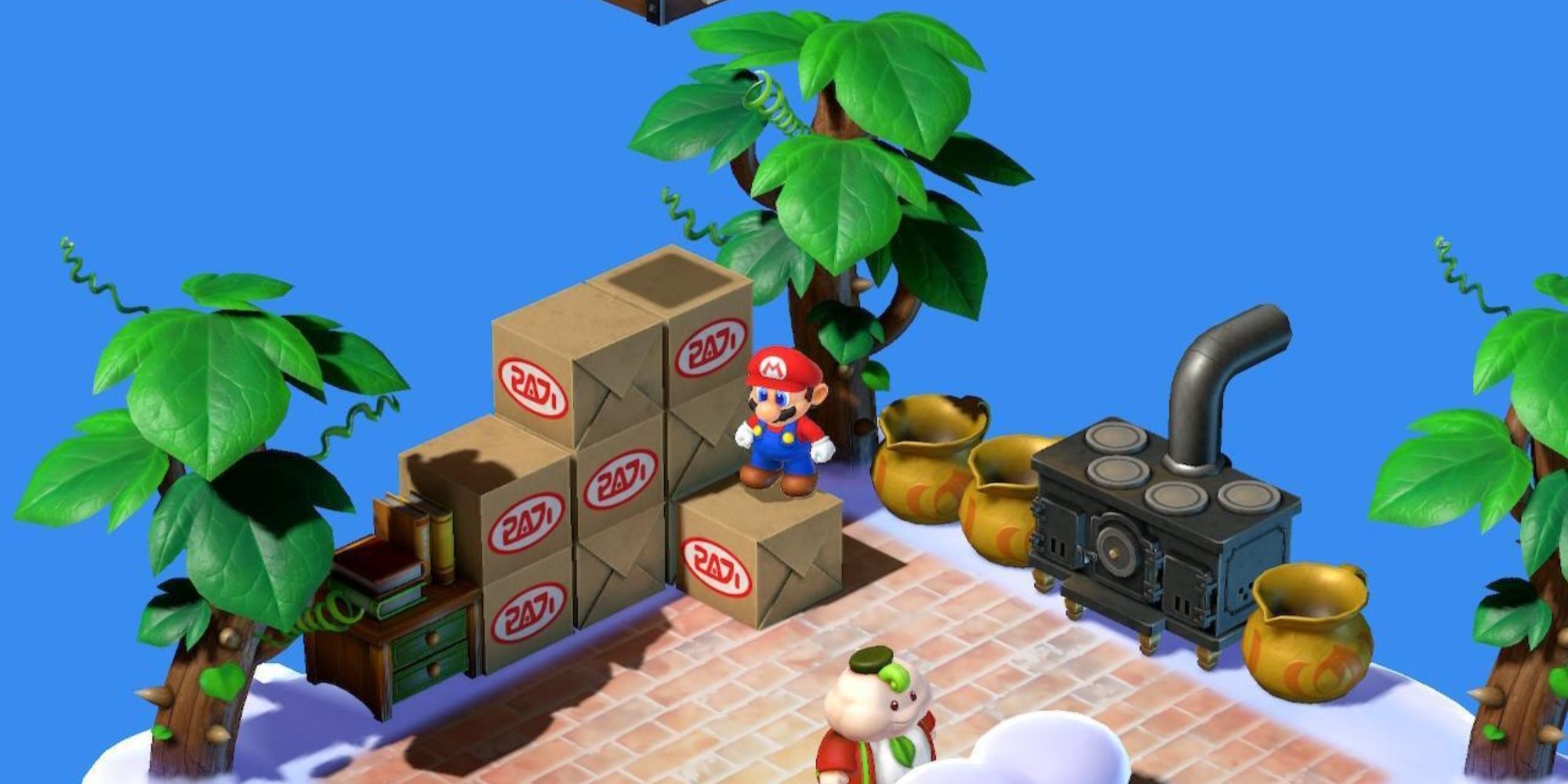 Mario Standing On A Box In A Shop