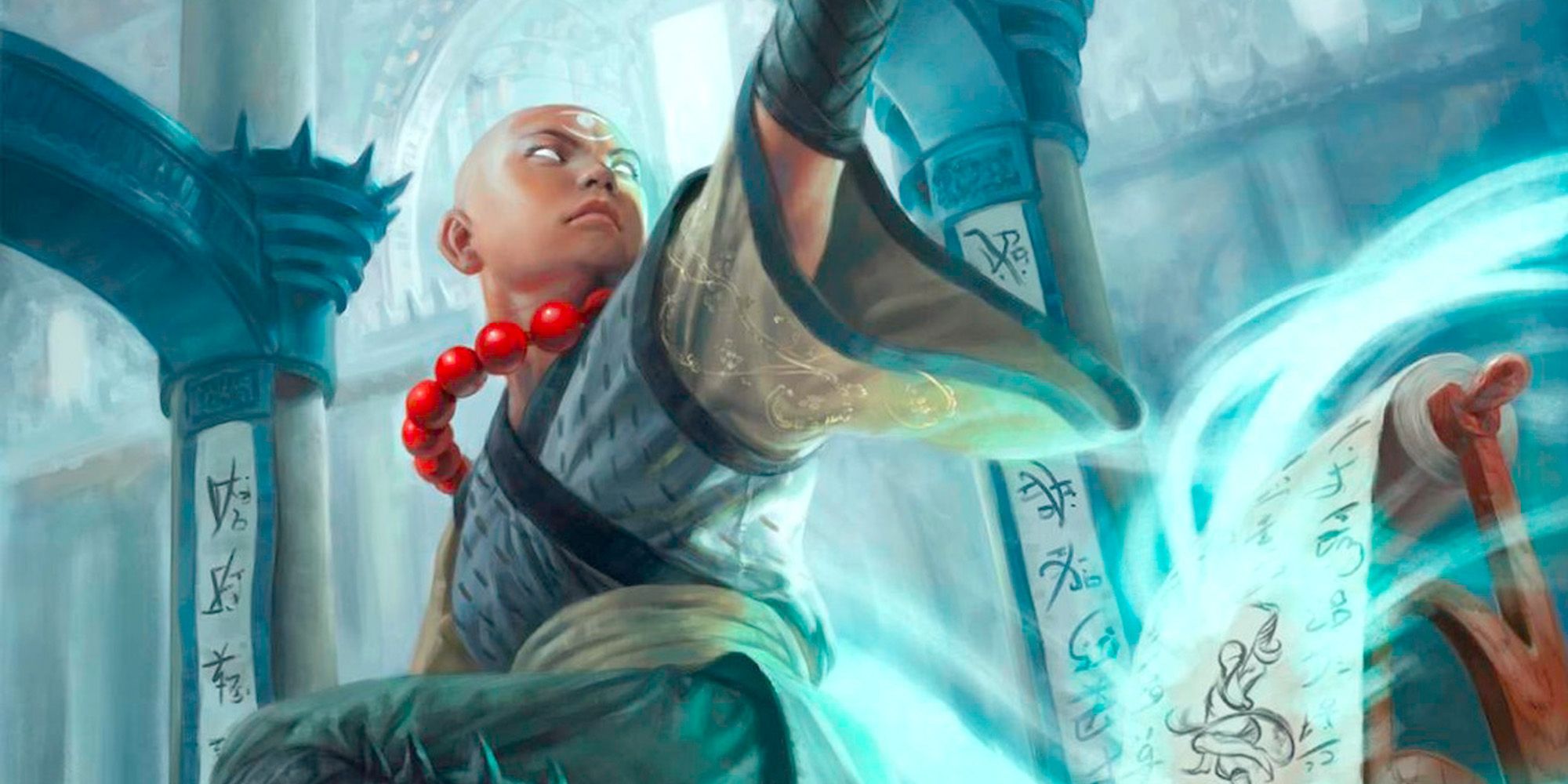 Monk Channeling Power in Monastery