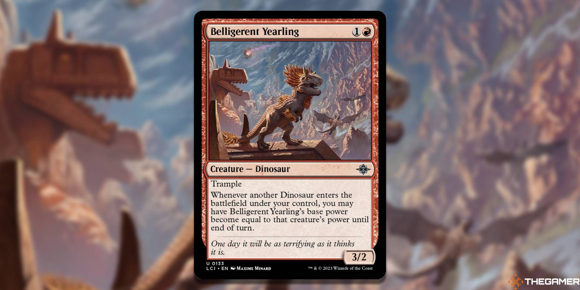 MTG Belligerent Yearling card and art background
