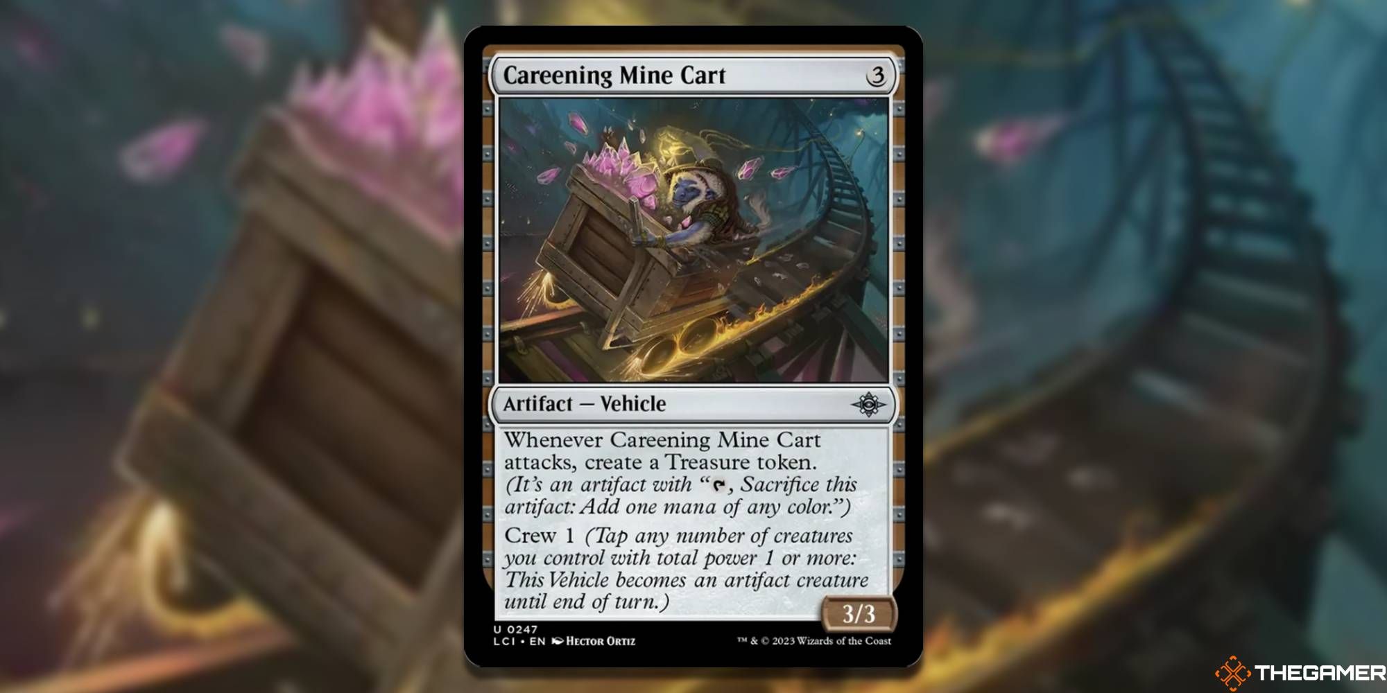 MTG Careening Mine Cart card and art background