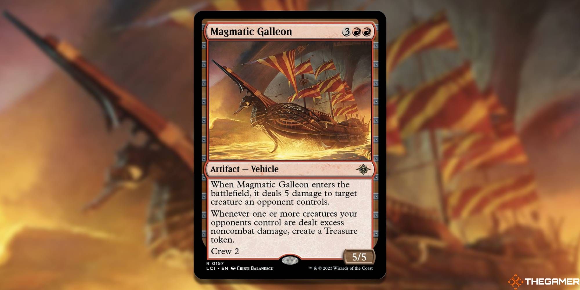 MTG Magmatic Galleon card and art background