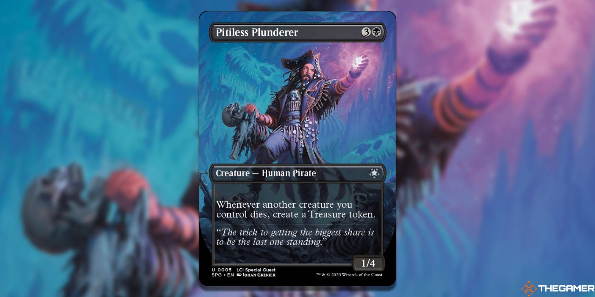 MTG Pitiless Plunderer card and art background