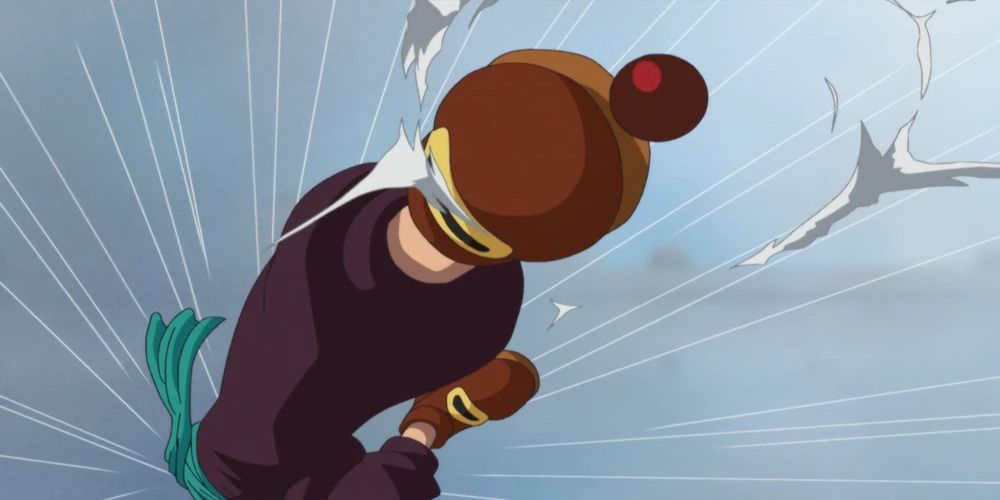 Buggy the Clown kicking a Muggy Ball with the tip of his shoe.
