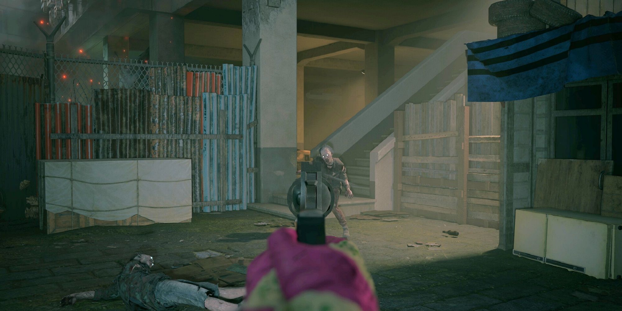 nakwon last paradise aiming a pistol at a zombie in first person perspective