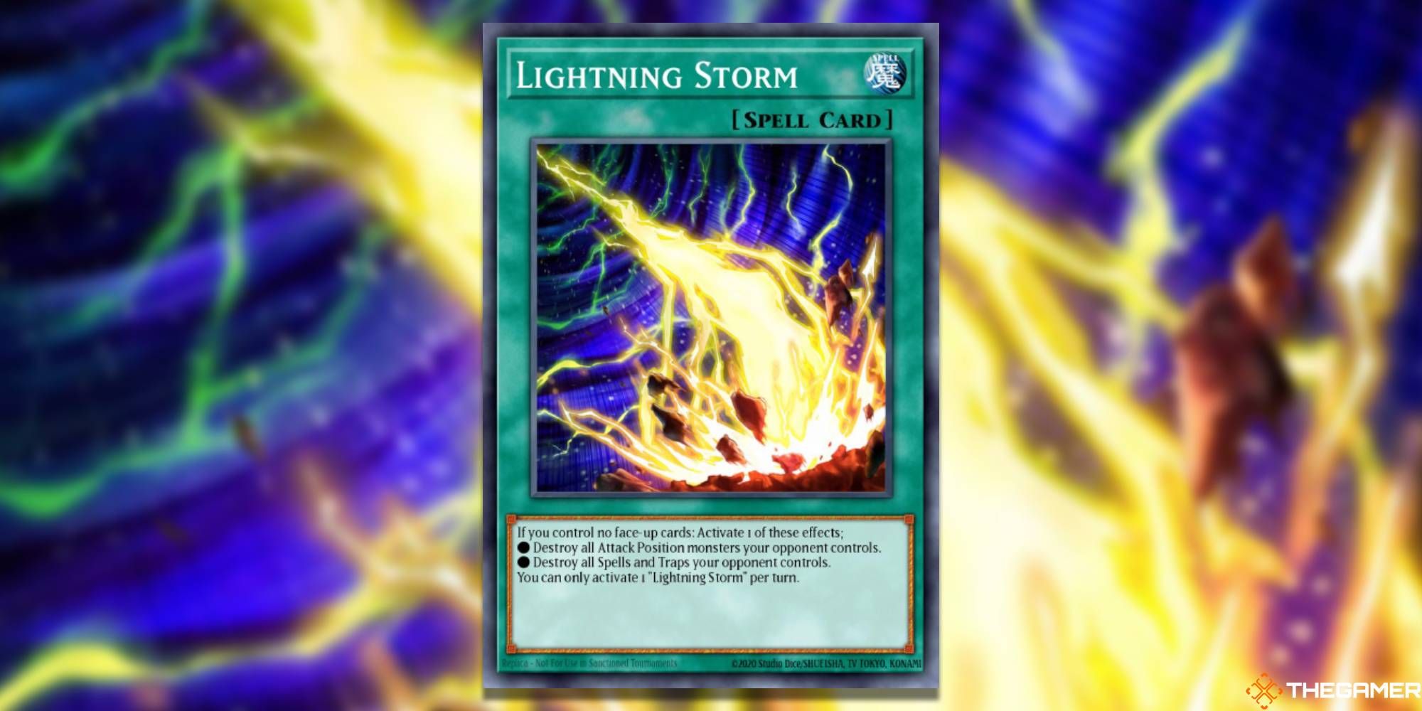 Yu-Gi-Oh! Card: Lightning Storm, With Background Art And TheGamer Logo