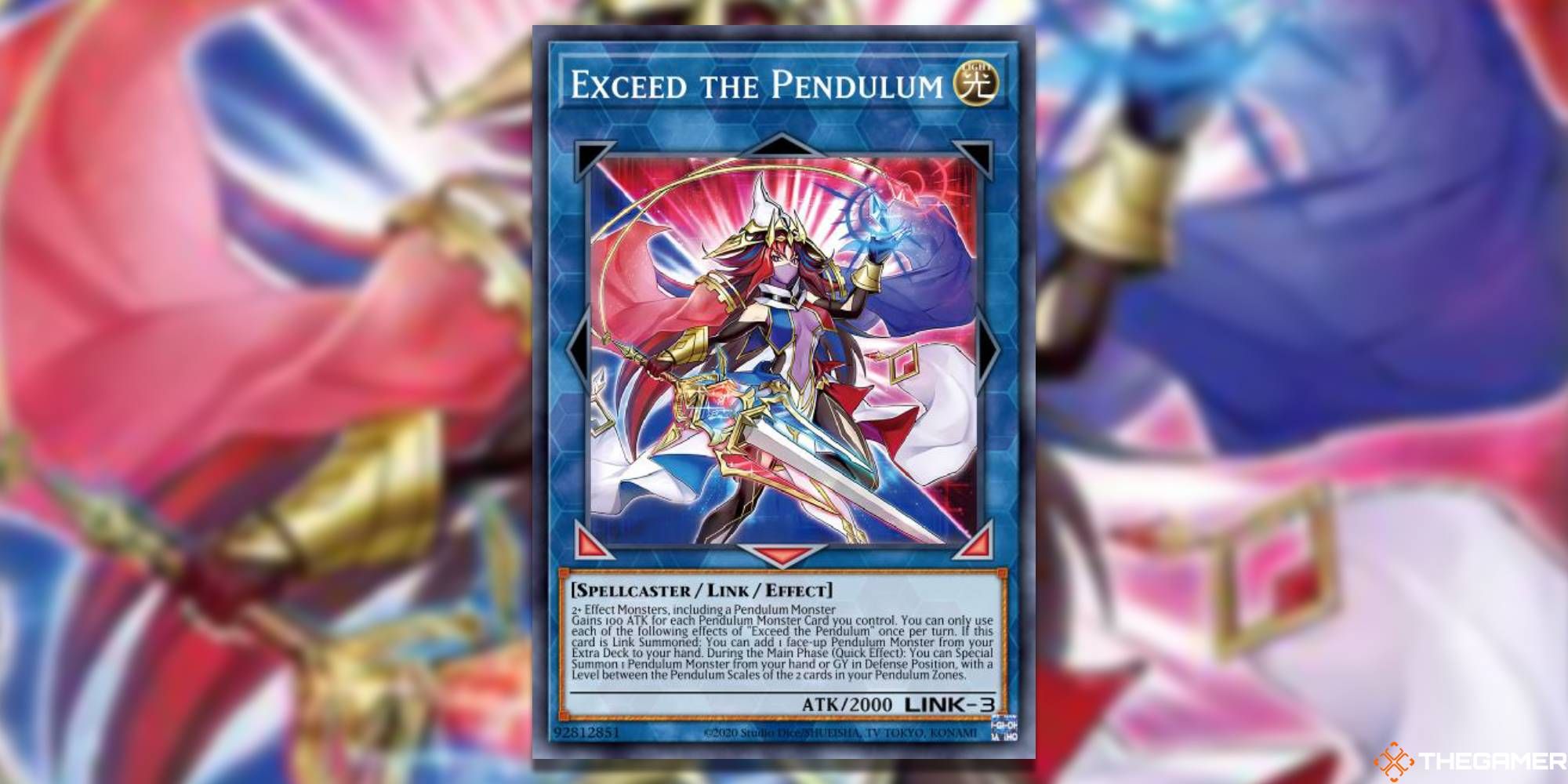 Yu-Gi-Oh! Card: Exceed The Pendulum (With TheGamer Logo and Card Art Background)
