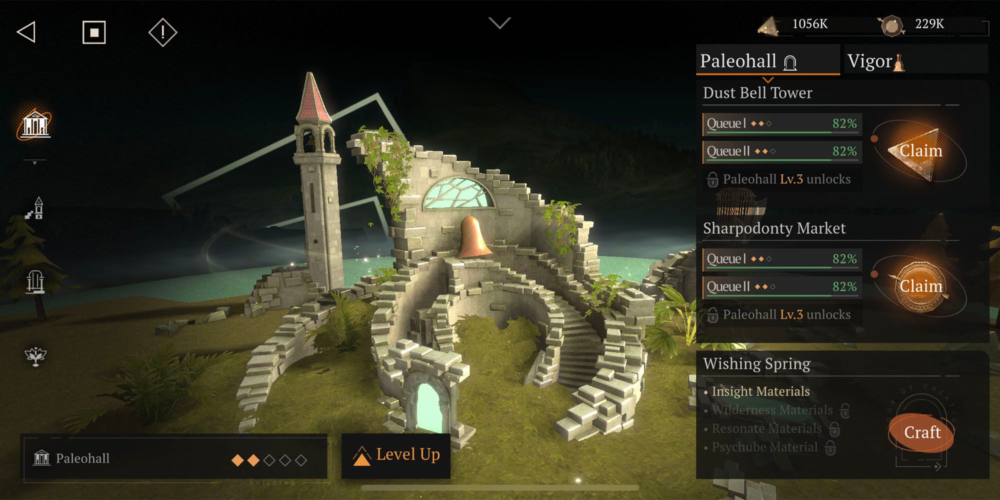 paleohall collection and upgrading menu
