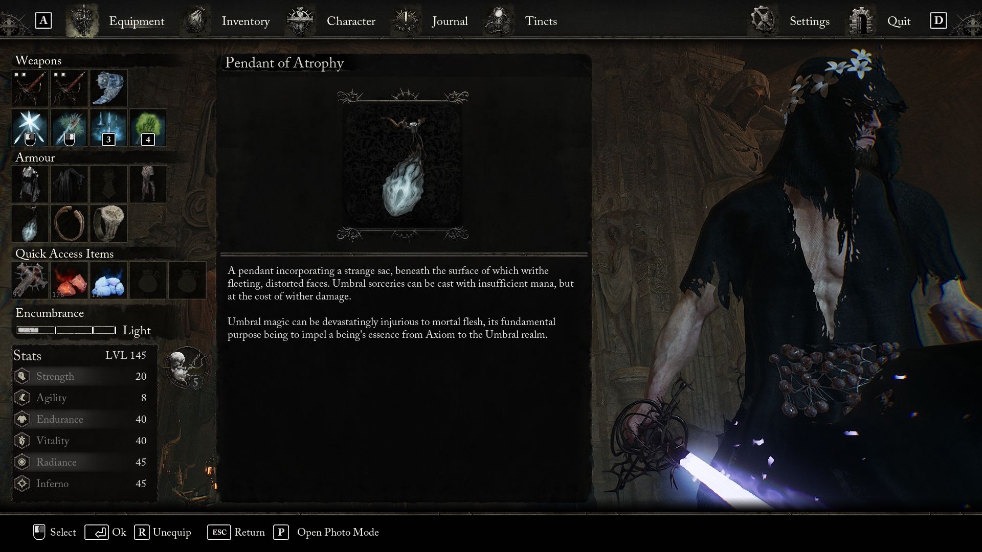 Pendant of Atrophy item description Lords of the Fallen