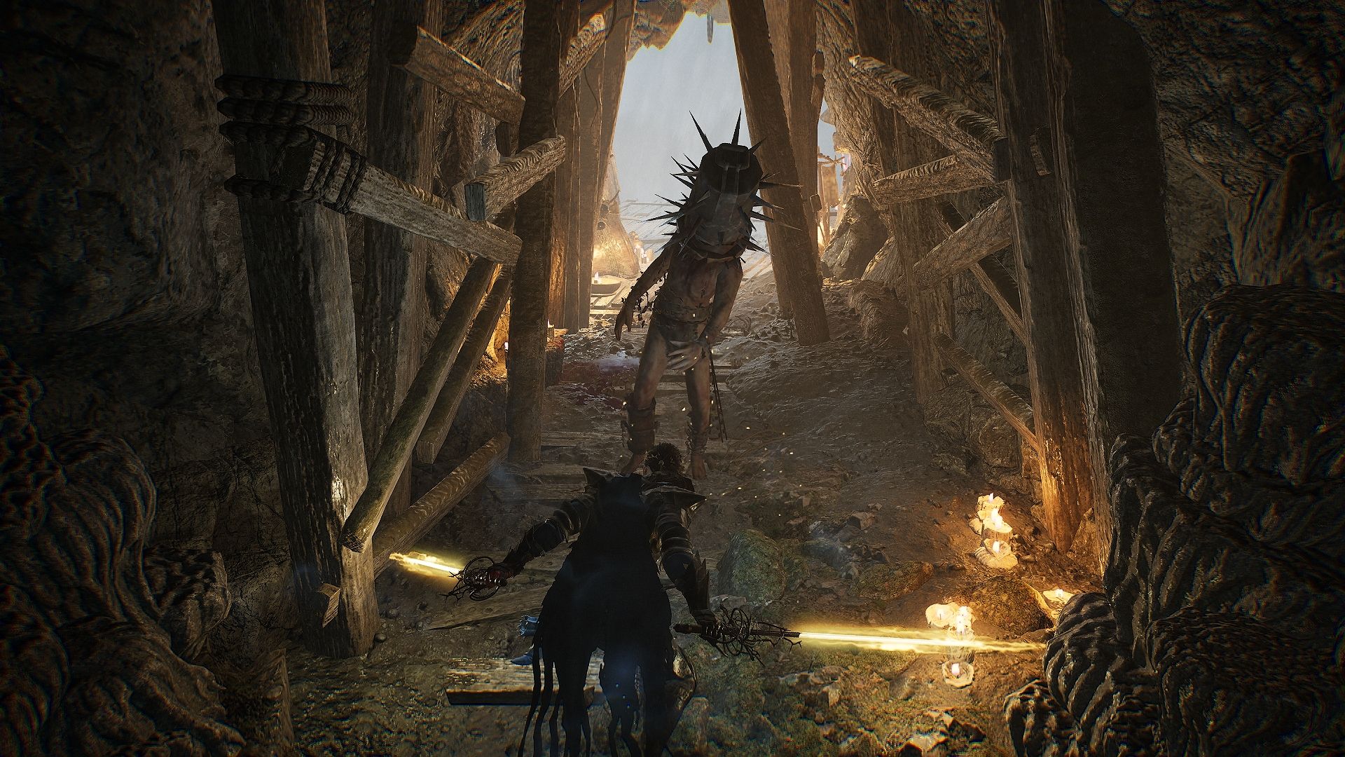 Player is about to attack an enemy with a charged heavy attack Lords of the Fallen