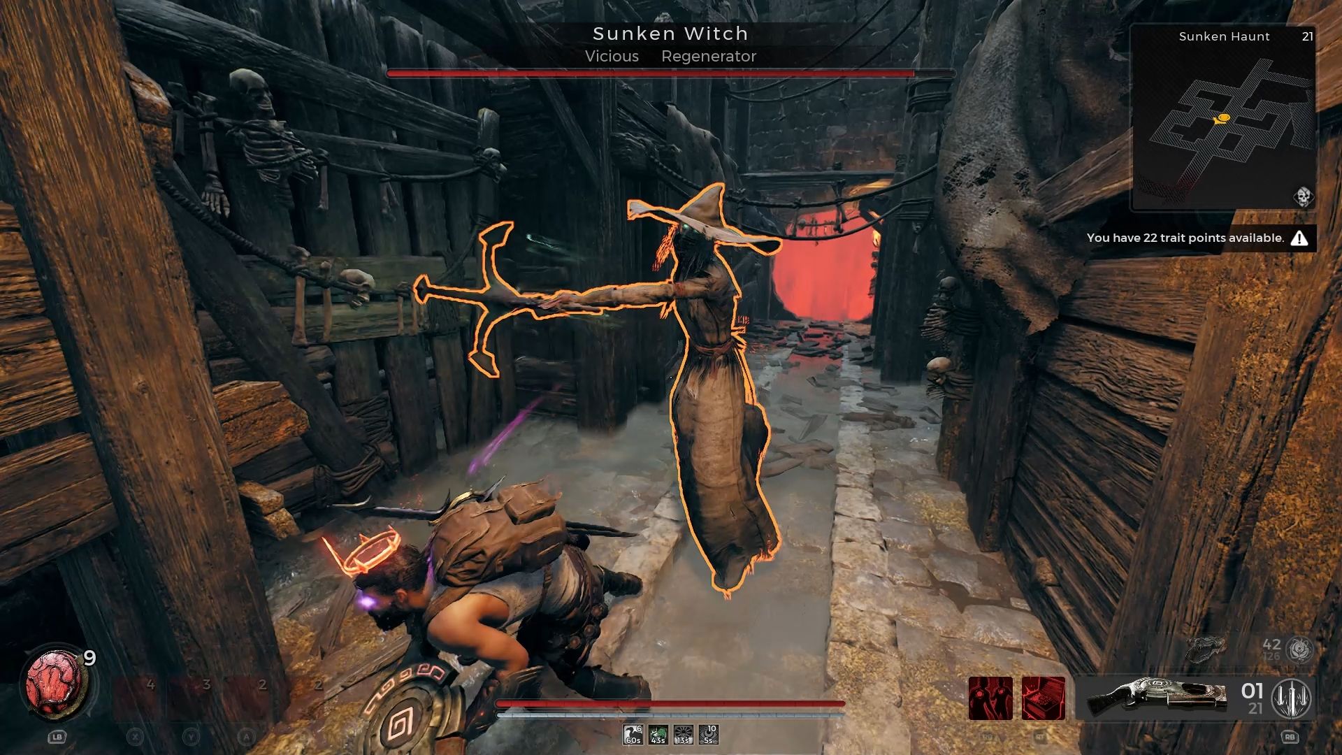 Player is dodging the attack of the Sunken Witch Remnant 2 The Awakened King