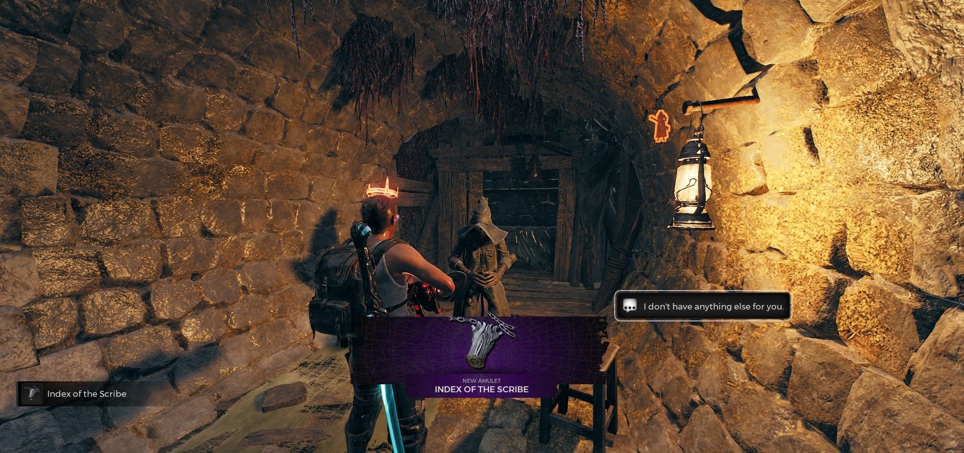 Player obtained Index of the Scribe amulet from Leywise Remnant 2 The Awakened King