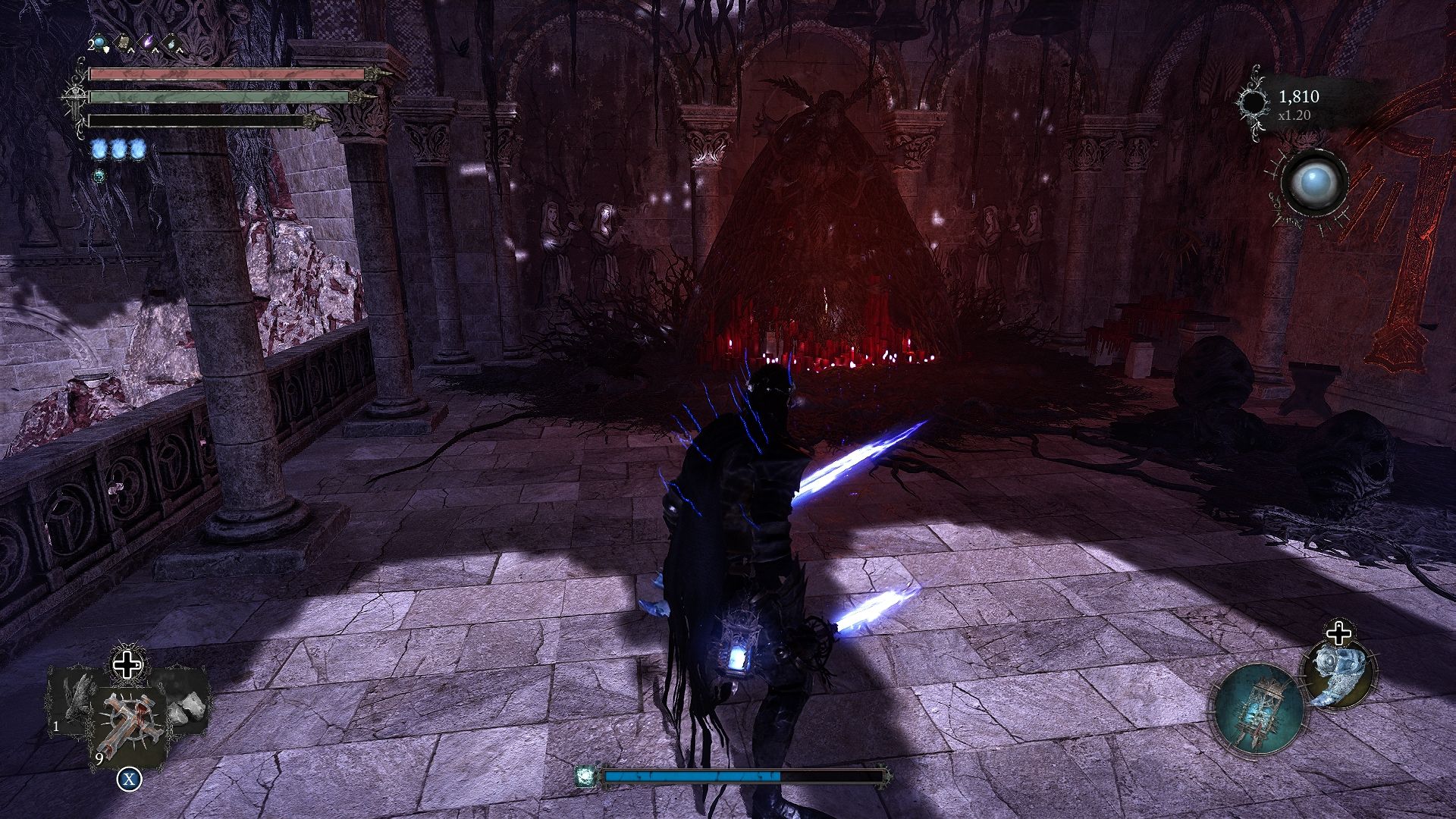 Player standing in front of the shrine that contains the Consecrate spell Lords of the Fallen