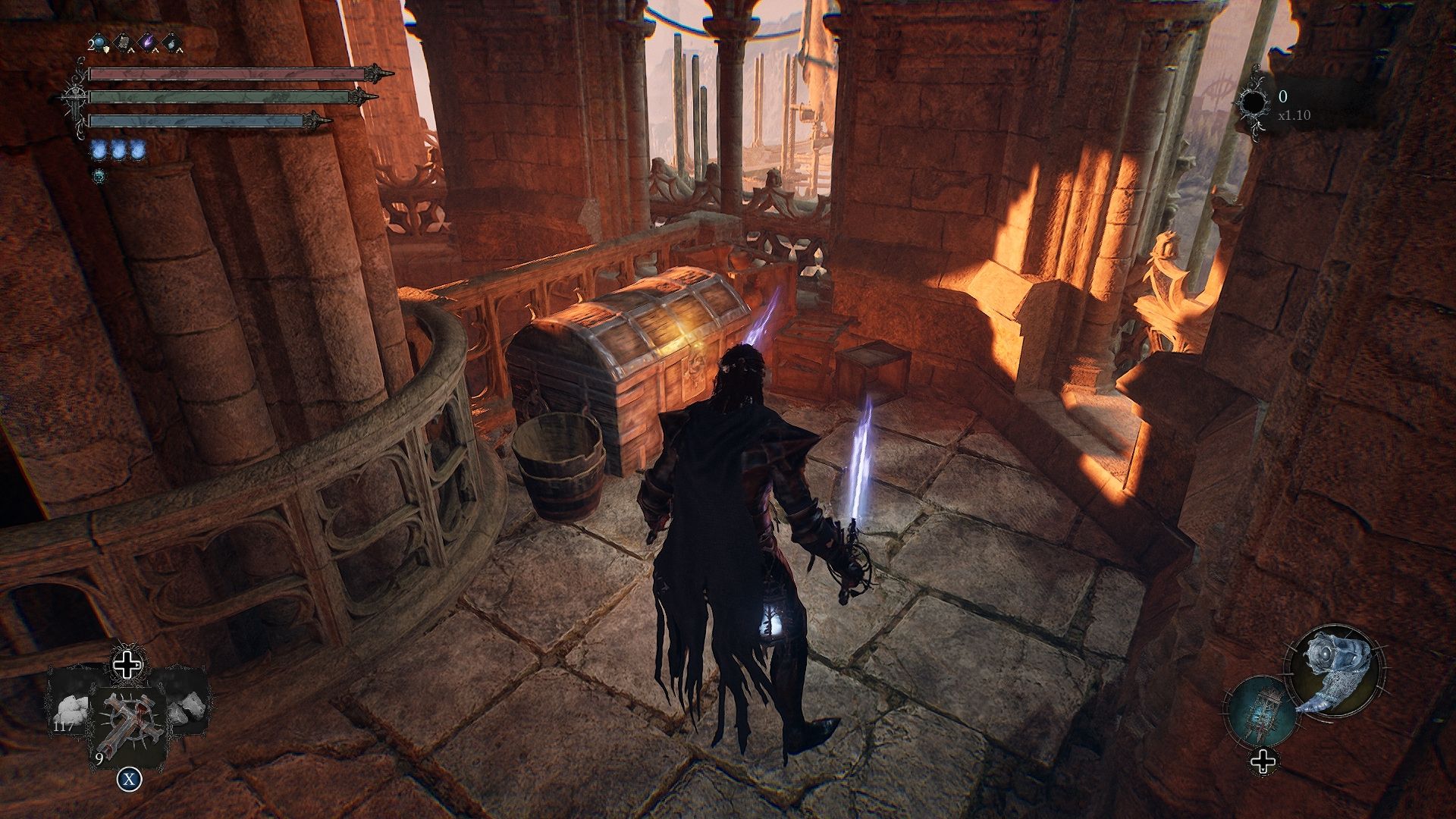 Player standing next to a chest that contains Sanctify spell Lords of the Fallen
