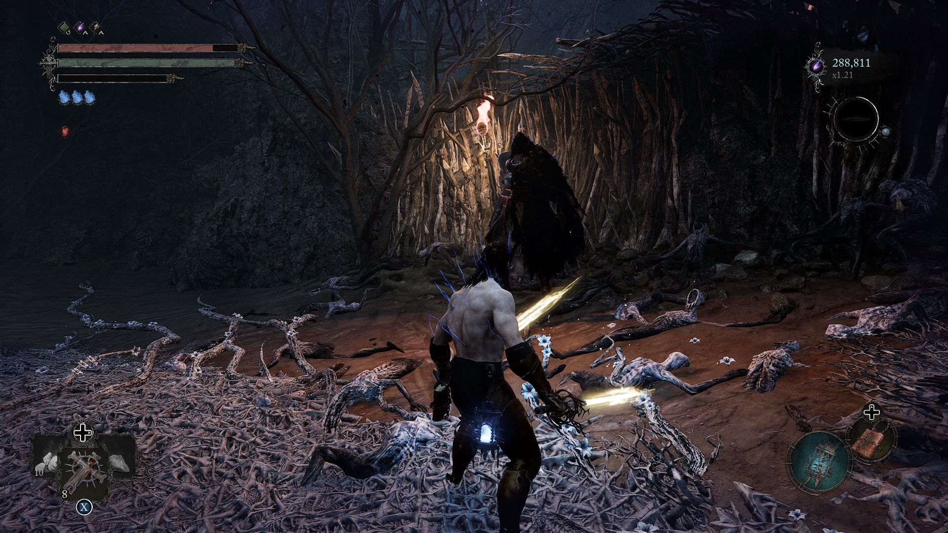 Player standing next to the Iron Wayfarer at Forsaken Fen Lords of the Fallen