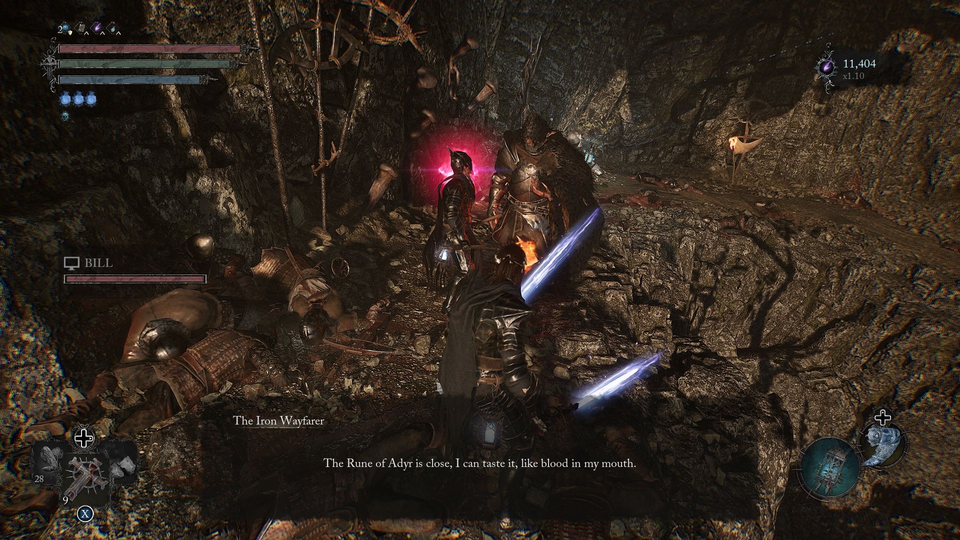 Player standing next to the Iron Wayfarer at Manse Of The Hallowed Brothers Lords of the Fallen