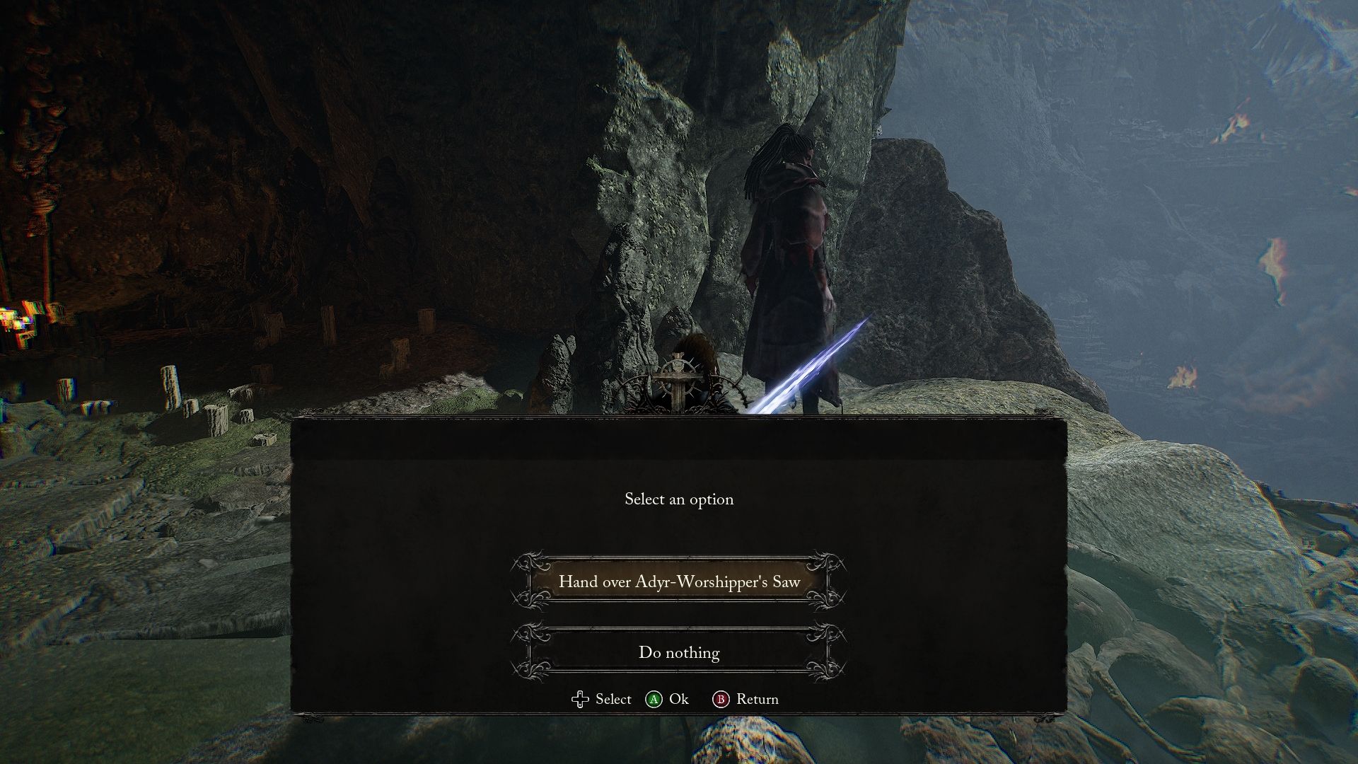 Player with the option to hand over Adyr Worshipper's Saw to Damarose Lords of the Fallen