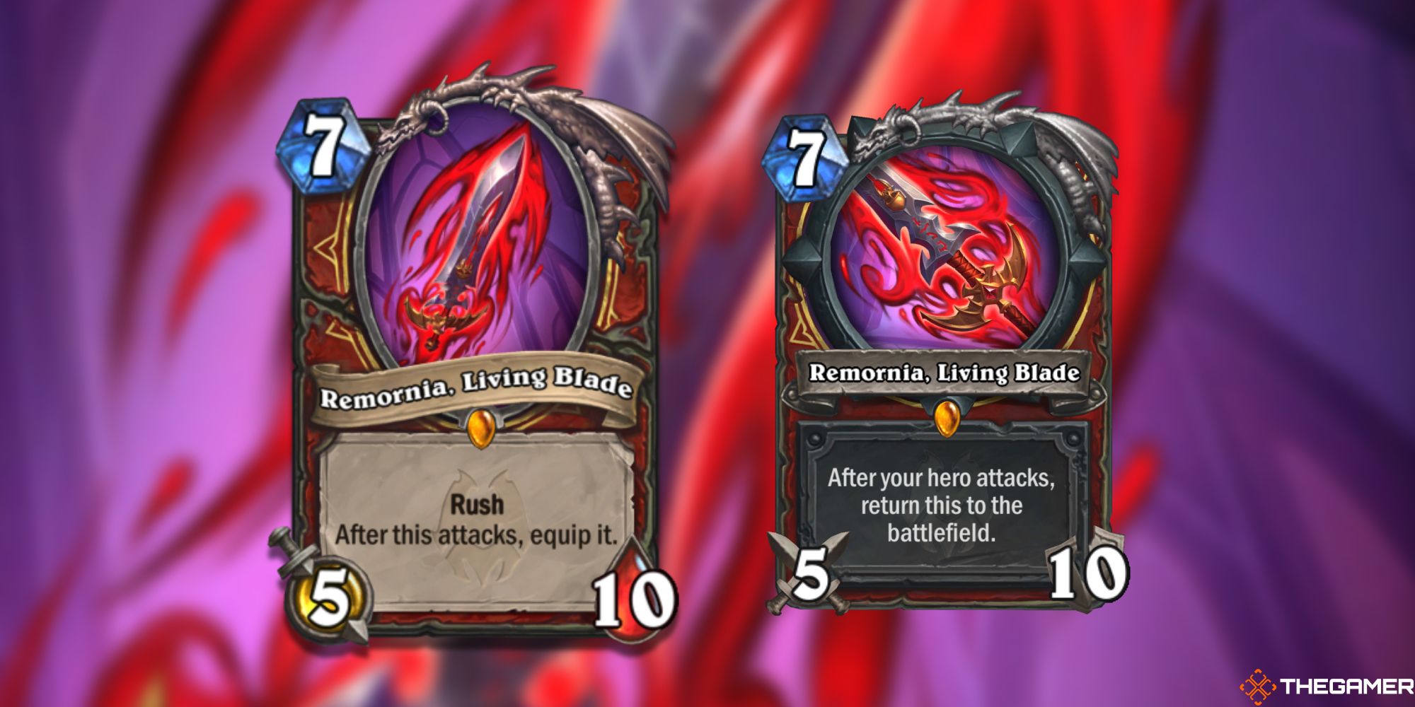 Remornia, Living Blade Minion and Weapon Hearthstone Cards