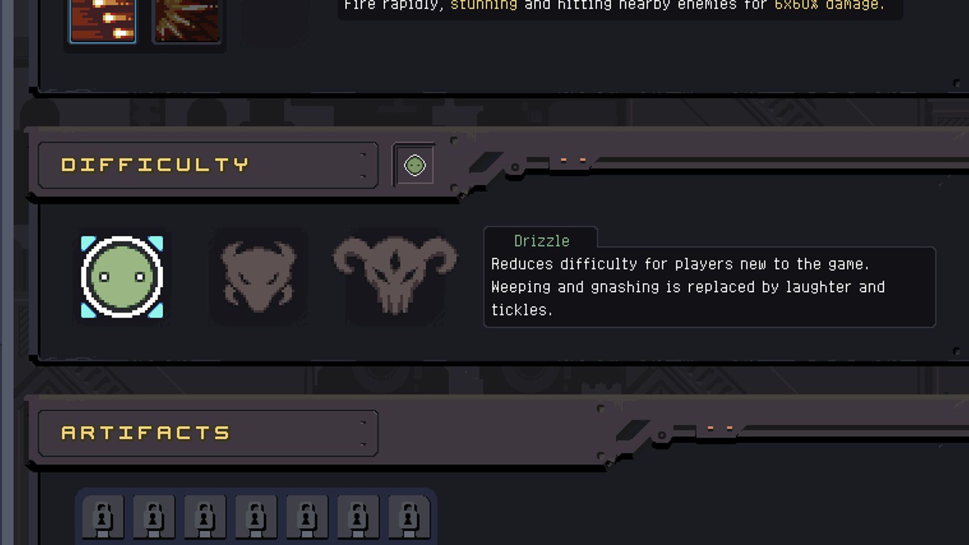 drizzle difficulty selecton on game start