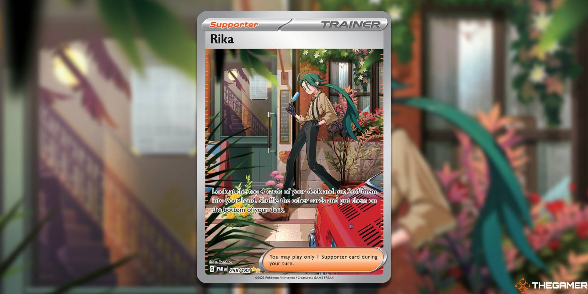 Image of the card Rika in Pokemon TCG, with art by kantoro