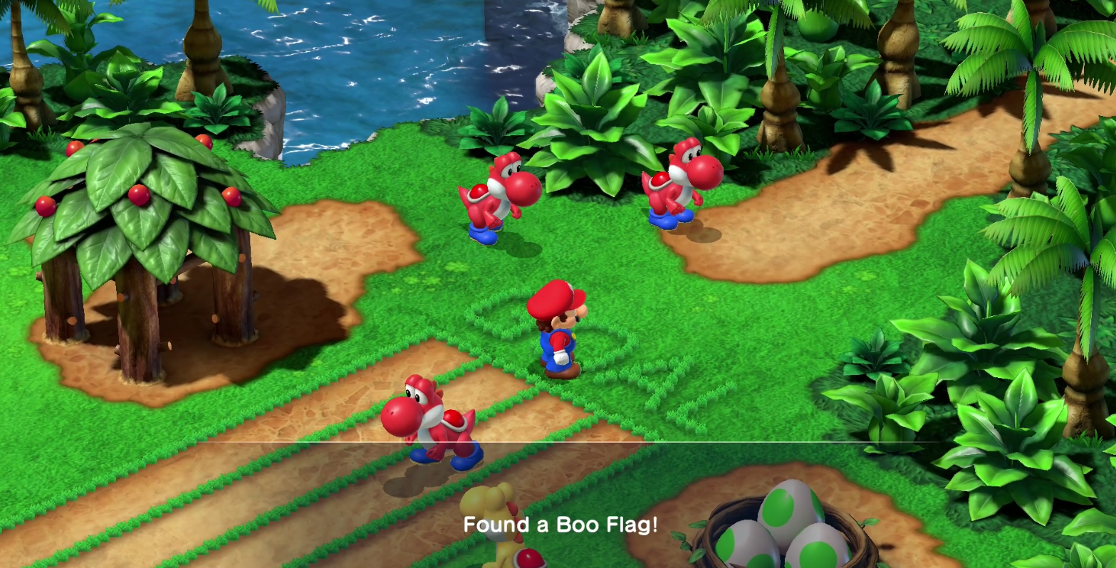 The Dry Bones flag on Yo'ster Isle in Super Mario RPG.