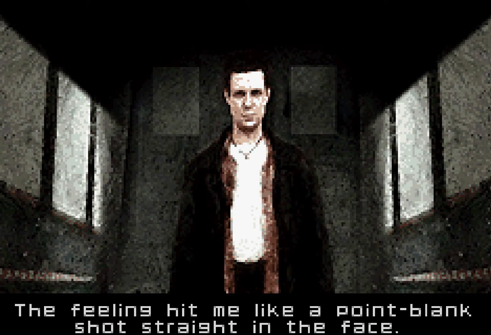 A cutscene in Max Payne's Game Boy Advance port.