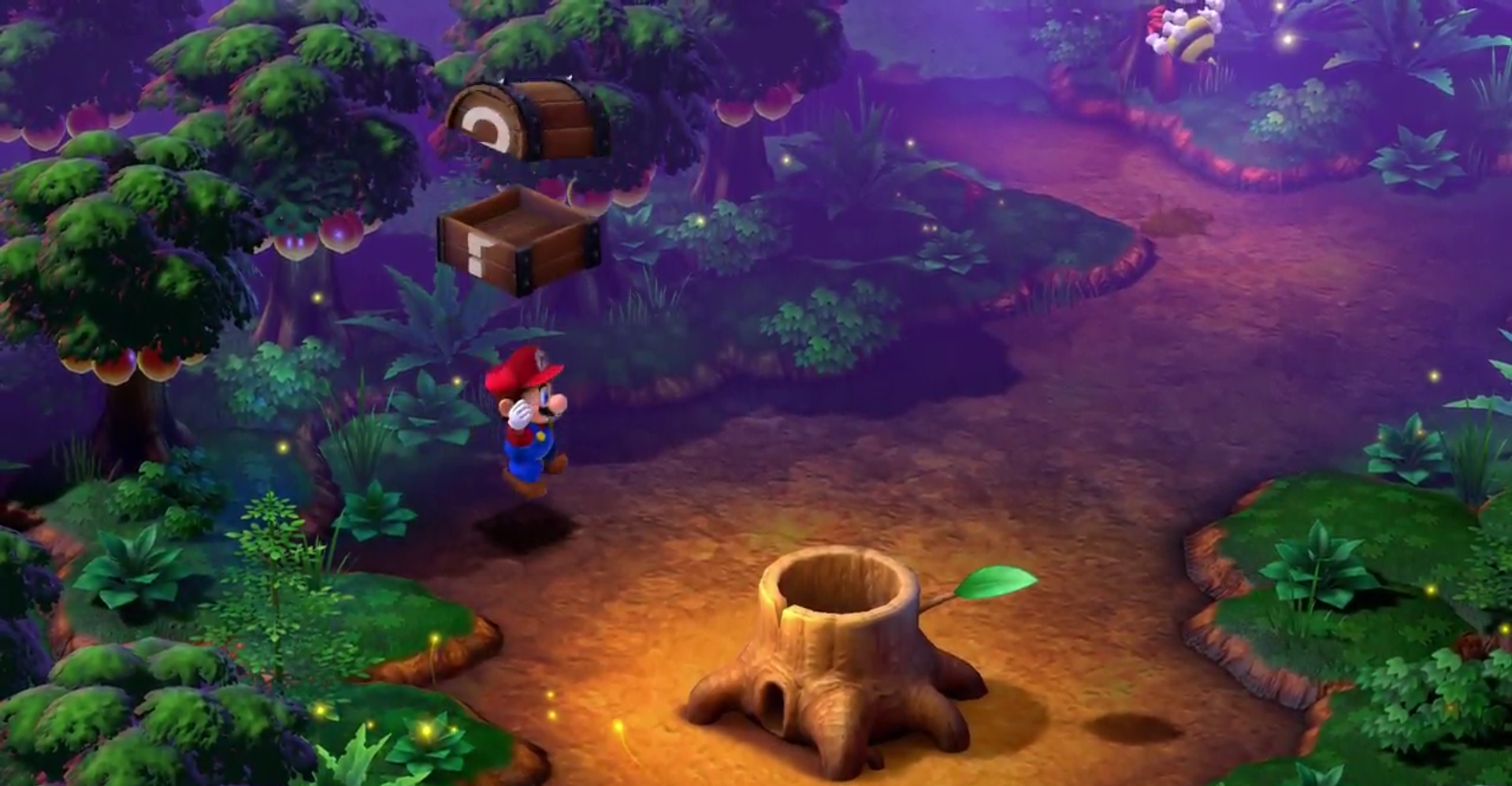 Super Mario RPG's second hidden Treasure Chest in the Forest Maze.