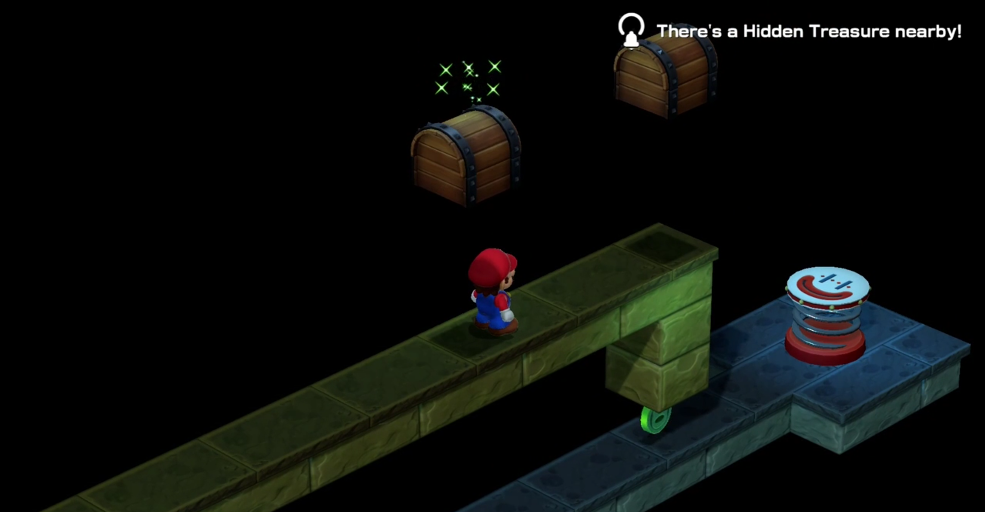 The first hidden treasure chest in Super Mario RPG's Pipe Vault.