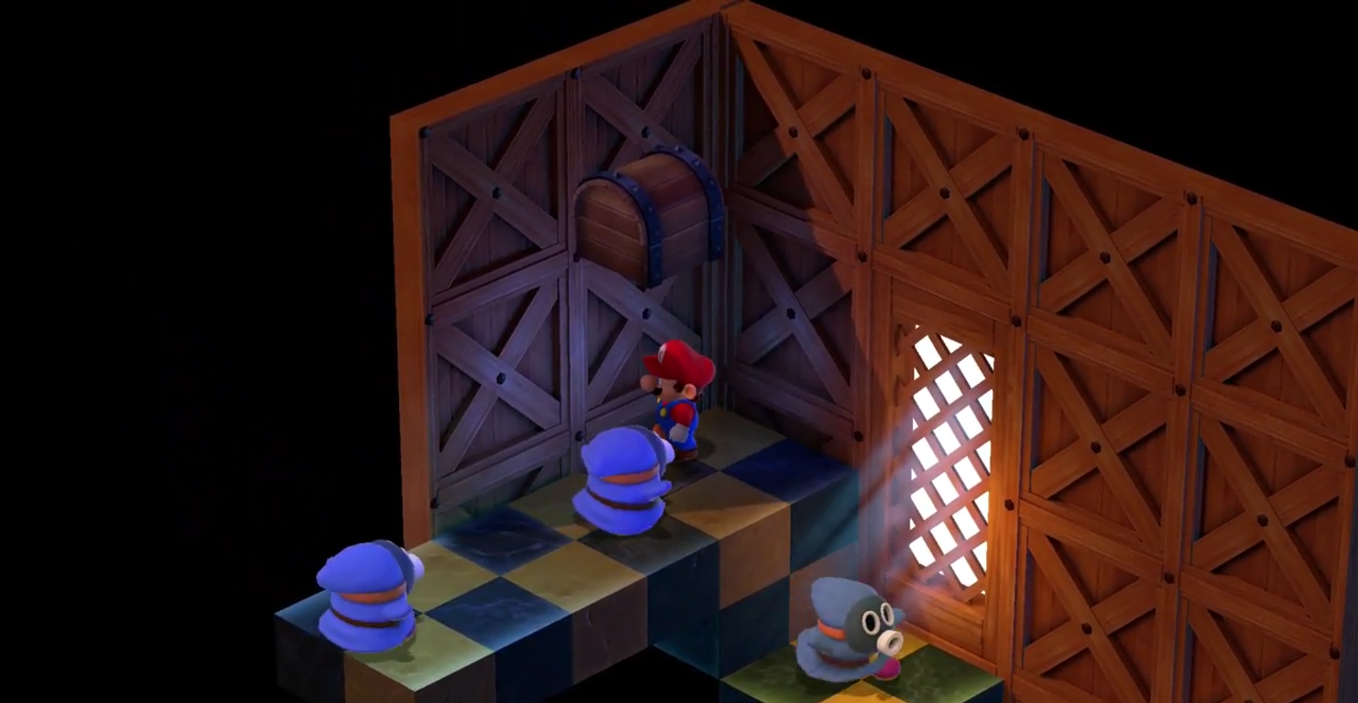 The first hidden Treasure Chest in Super Mario RPG's Booster Tower.