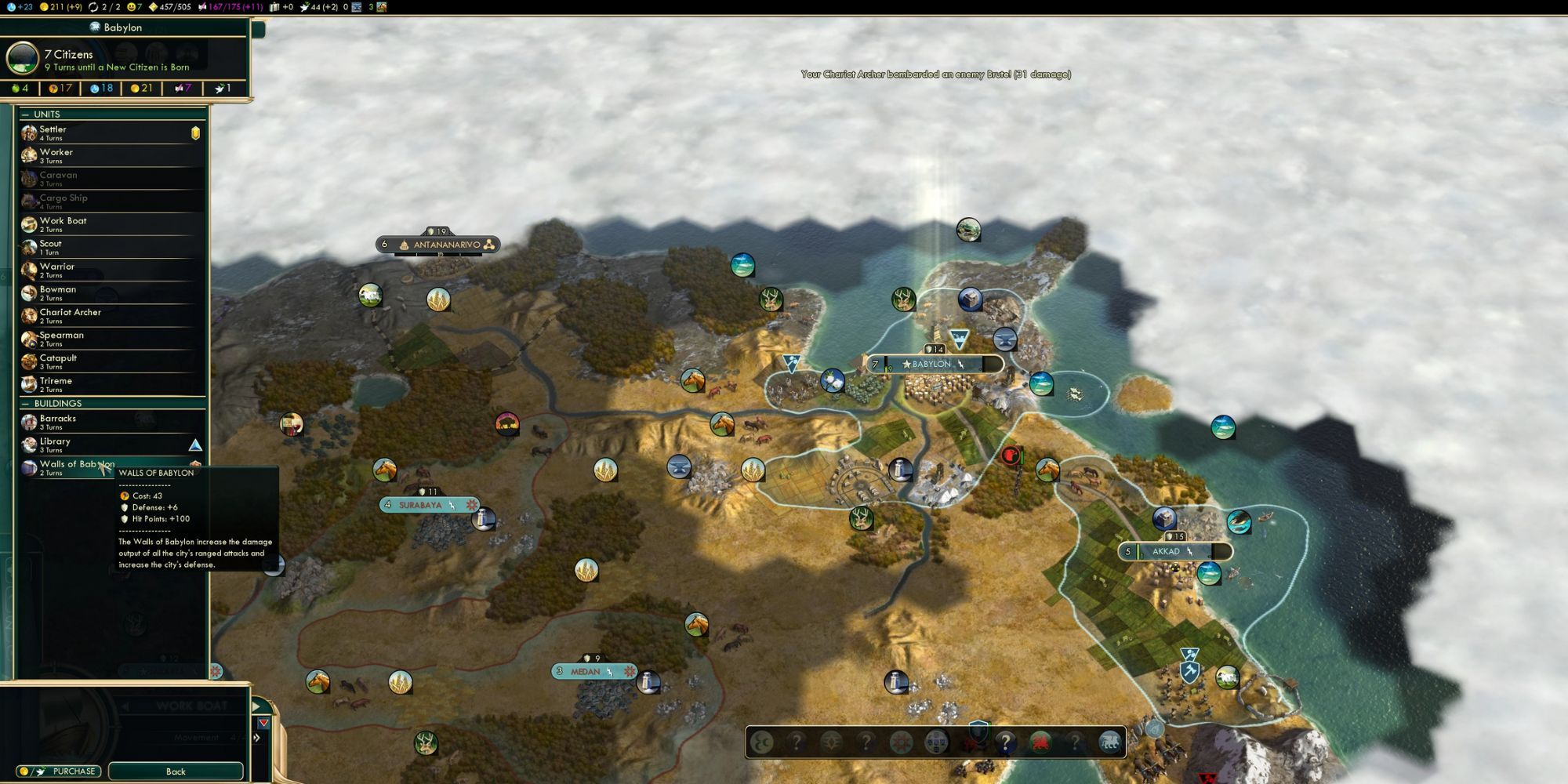 Sid Meier's Civilization 5 Player looking through production list