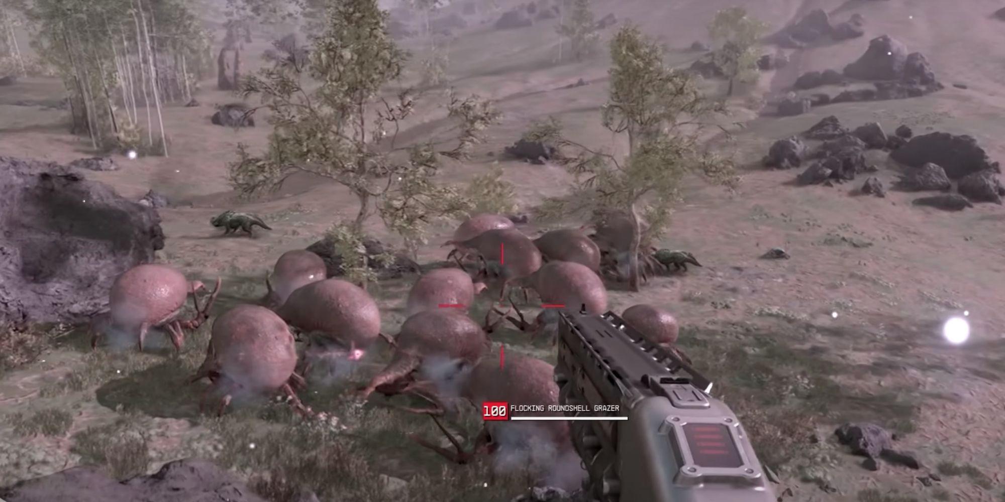 A pack of flesh-colored, alien creatures with a loose similarity to oversized ticks.
