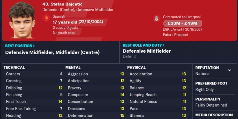 Stefan Bajcetic Football Manager 24