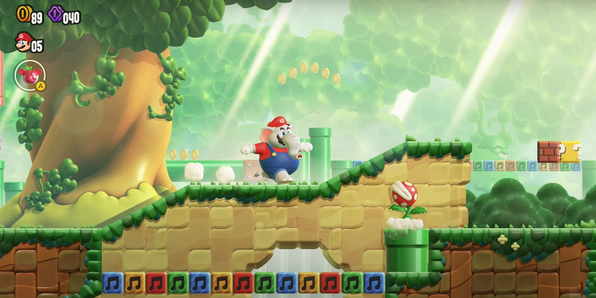 Super Mario Bros. Wonder - Elephant Mario running through a level