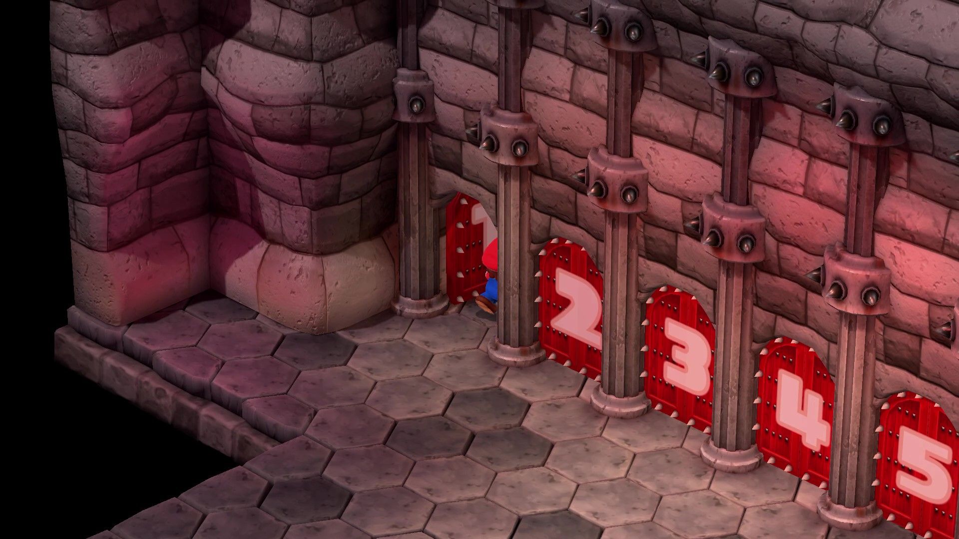 Mario walking through the first puzzle door in Bowser's Keep in Super Mario RPG