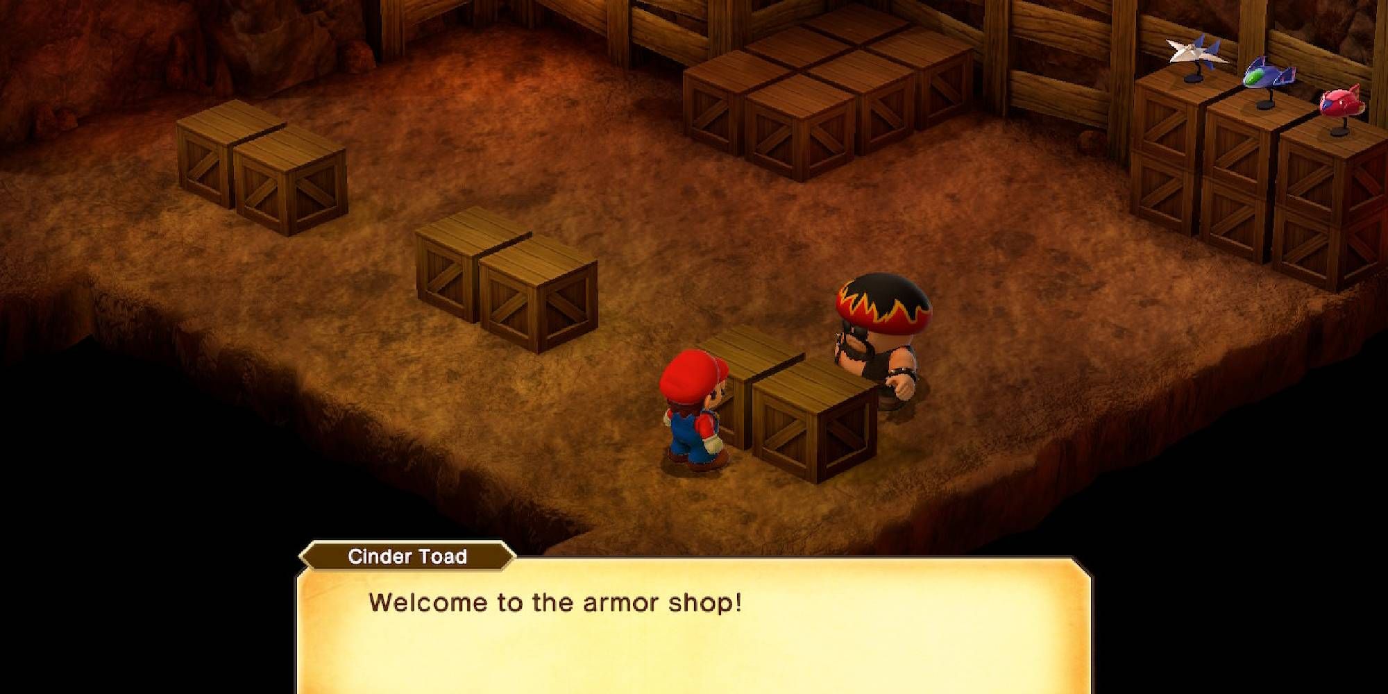 super mario rpg mario at cinder toads armor shop