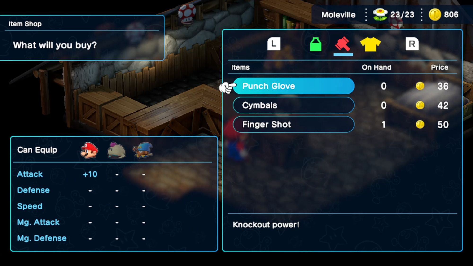 Super Mario RPG Mario Buying The Punch Glove