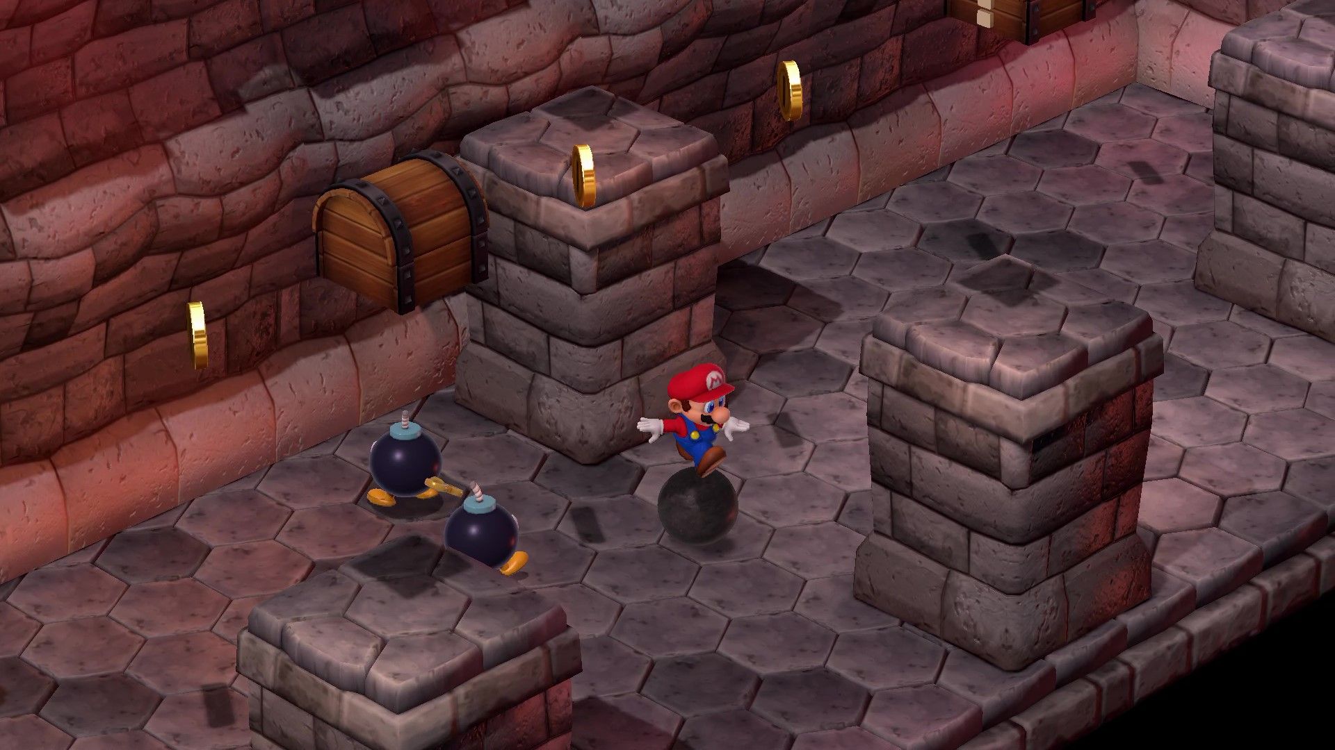 Mario standing on cannonball in Super Mario RPG