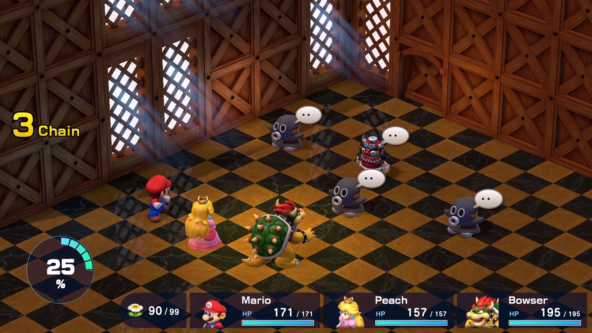 Super Mario RPG The Party Battling Against Booster