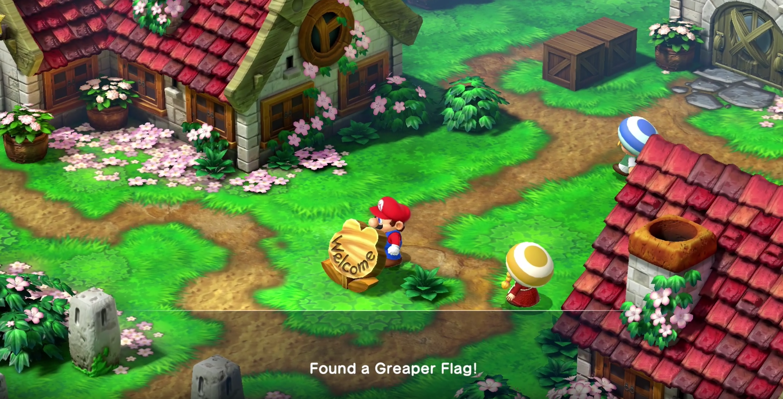 The Greaper flag in Rose Town in Super Mario RPG.