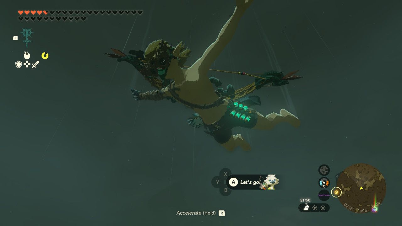 Tears of the Kingdom Link skydiving while wearing the Glide Mask